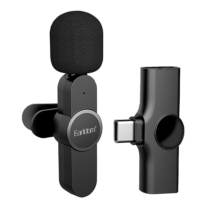 Earldom Mini Wireless Microphone, Wireless Lapel Microphone, Lapel Lavalier Bluetooth Microphone