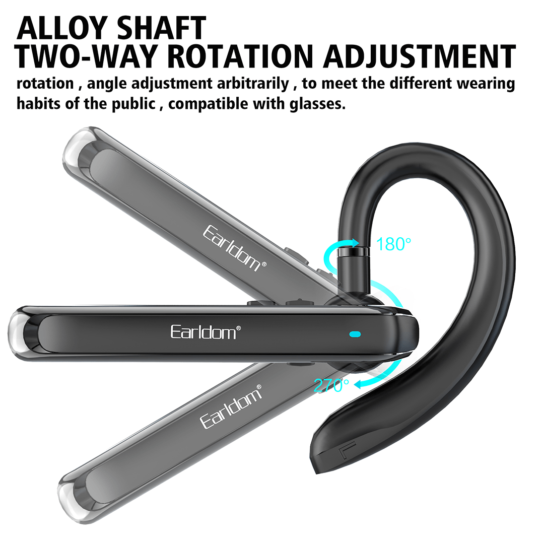 Earldom Kabelloses Headset, Kabelloses Headset mit Mikrofon, Bluetooth-Ohrhörer, einzelner Ohrbügel