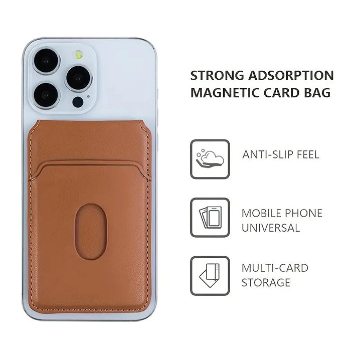 PhoneBits Leather MagSafe iPhone Back Wallet & Card Holder, Magnetic Wallet with Card Slot for Phone, Protective Shockproof Foldable Stand Compatible with iPhone, Mobile Phone Card Holder & Wallet for iPhone 12 Series