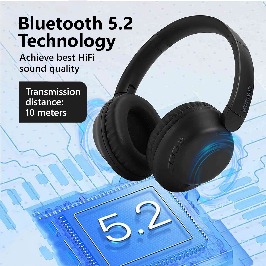 PhoneBits Smart High-Quality Wireless Bluetooth Heavy-Bass Foldable Over-Ear Headset