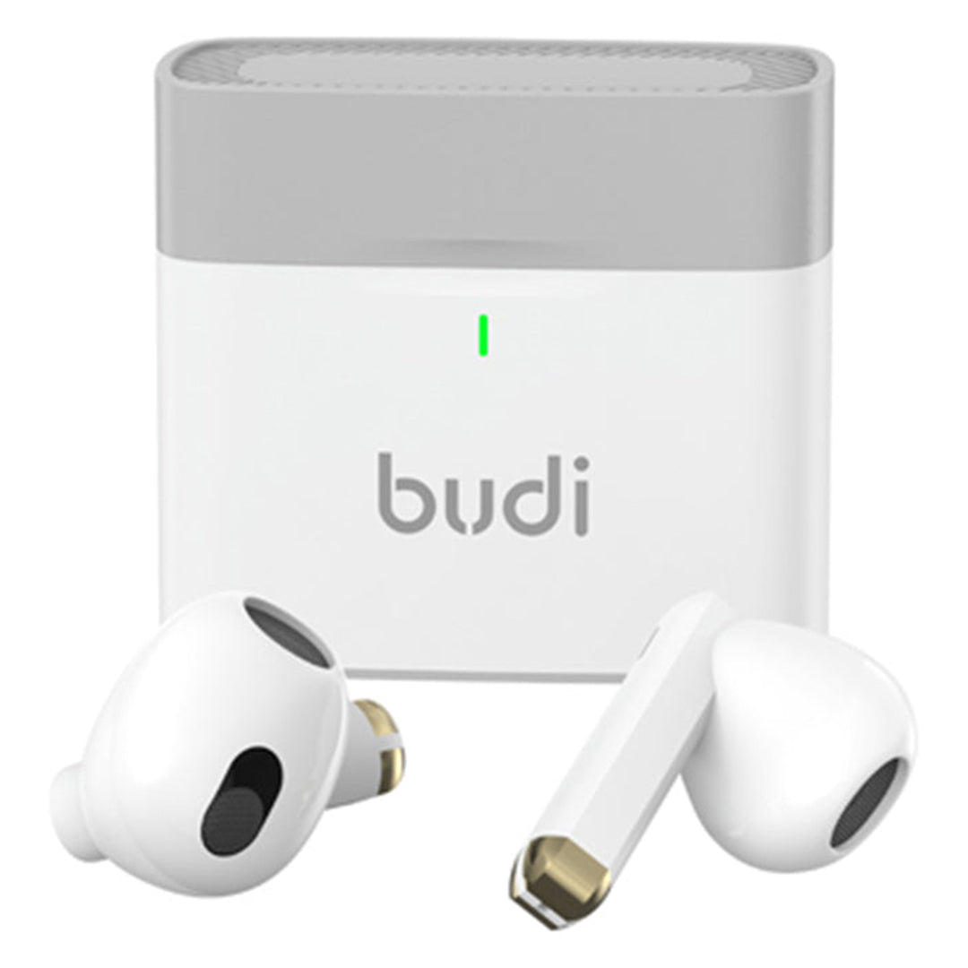 Budi True Wireless Bluetooth Earbuds - Heavy Bass Stereo In-Ear Earbuds with Mic, Noise-Cancelling Headphones, Premium Wireless Earphones for Music & Calls