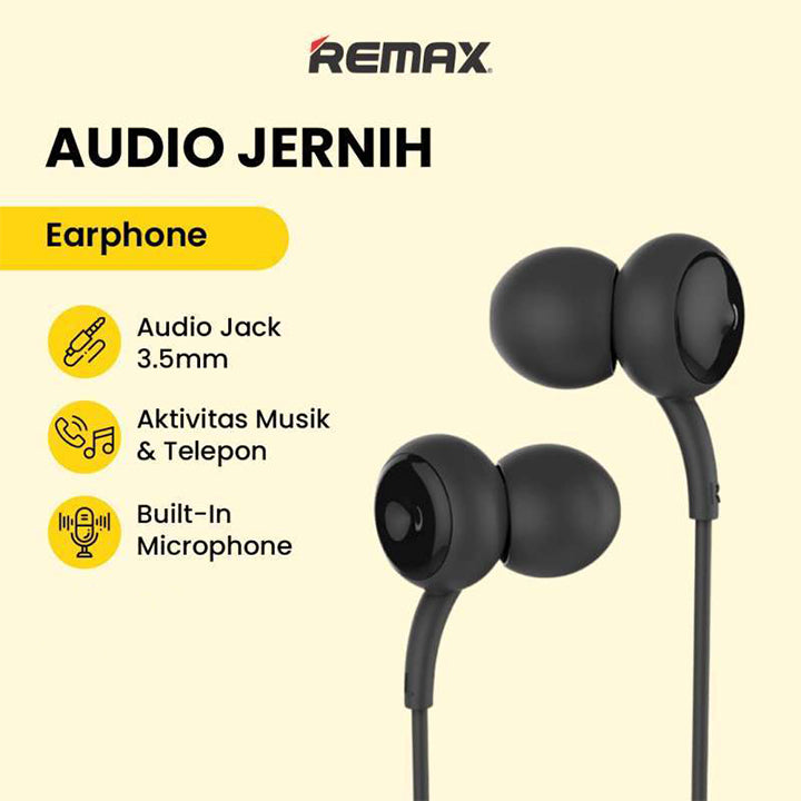 Remax In-Ear-HD-Musik-Kopfhörer mit Kabel, kabelgebundene Sport-Kopfhörer mit Mikrofon, kabelgebundene In-Ear-Stereo-Musik-Kopfhörer, geräuschisolierende Kopfhörer 