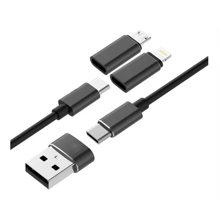 PhoneBits Universelles Lade- und Synchronisierungskabel, USB C auf USB A/Lightning/Micro-Kabel