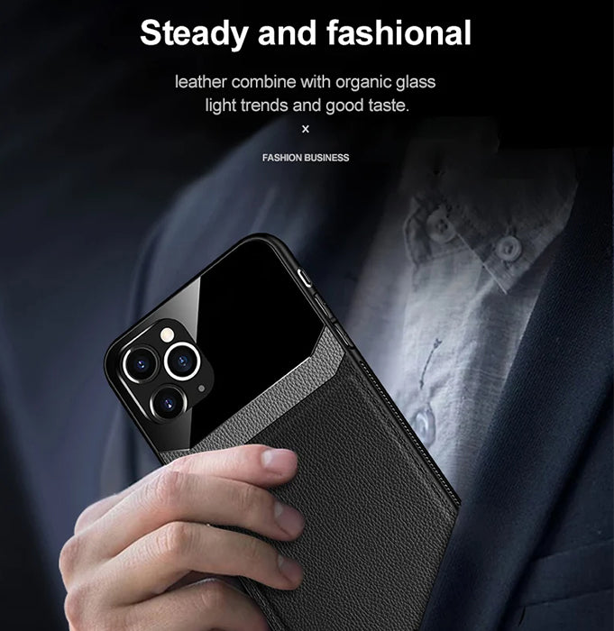 Slim Soft Leather Grip Case with Lens Shield for iPhone