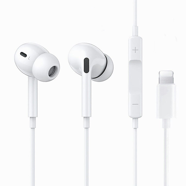 PhoneBits Premium In Ear Wired Earphones with Mic, Noise Cancelling Music Earphones, Wired Earphones with Lightning Cable