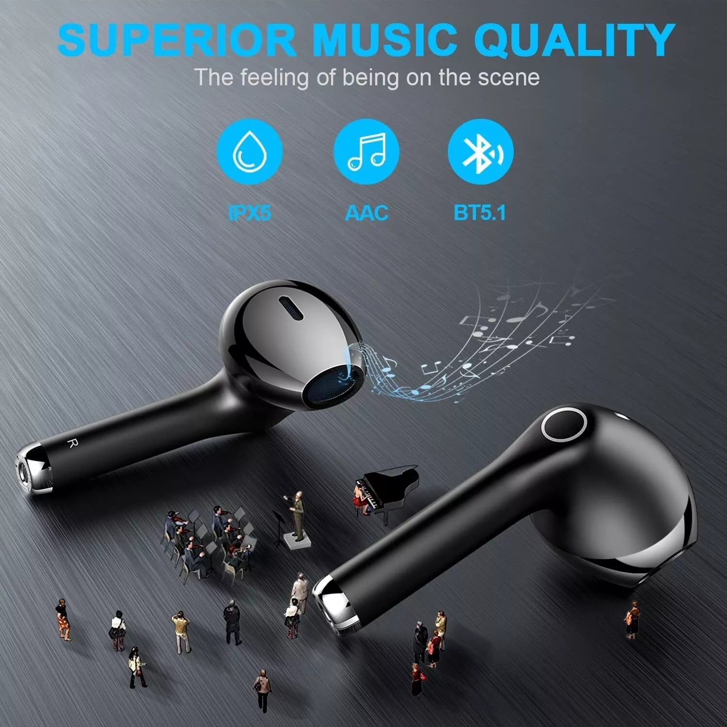 Earldom Wireless Earbuds, True Wireless Bluetooth Headset, Wireless Earphones