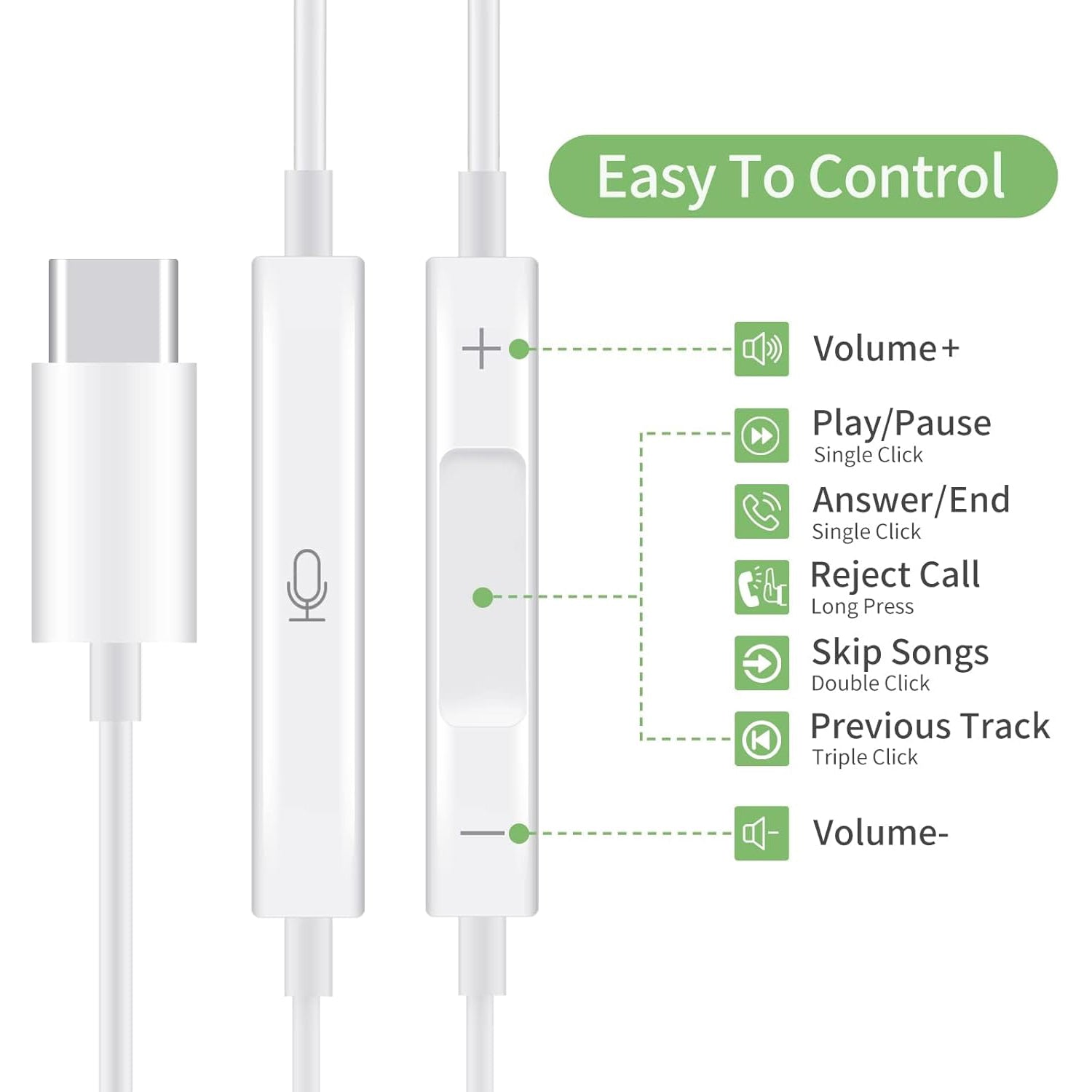 Budi Smart - Hochwertige kabelgebundene In-Ear-Kopfhörer mit Stereo-Bass und eingebautem Mikrofon