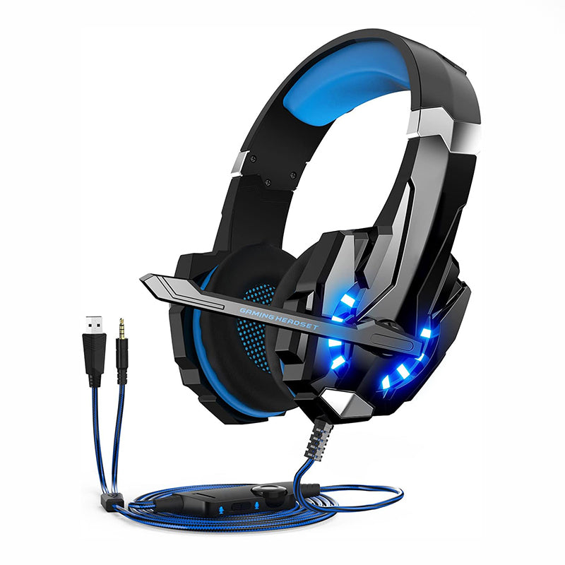 Gaming Headset with Mic & LED Light Noise Cancelling Gaming Headphones with Microphone Compatible for PC,PS4,PS5,Xbox One