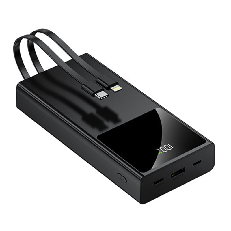 20W Power Bank With USB-C and 8-Pin Cables 10000mAh Black