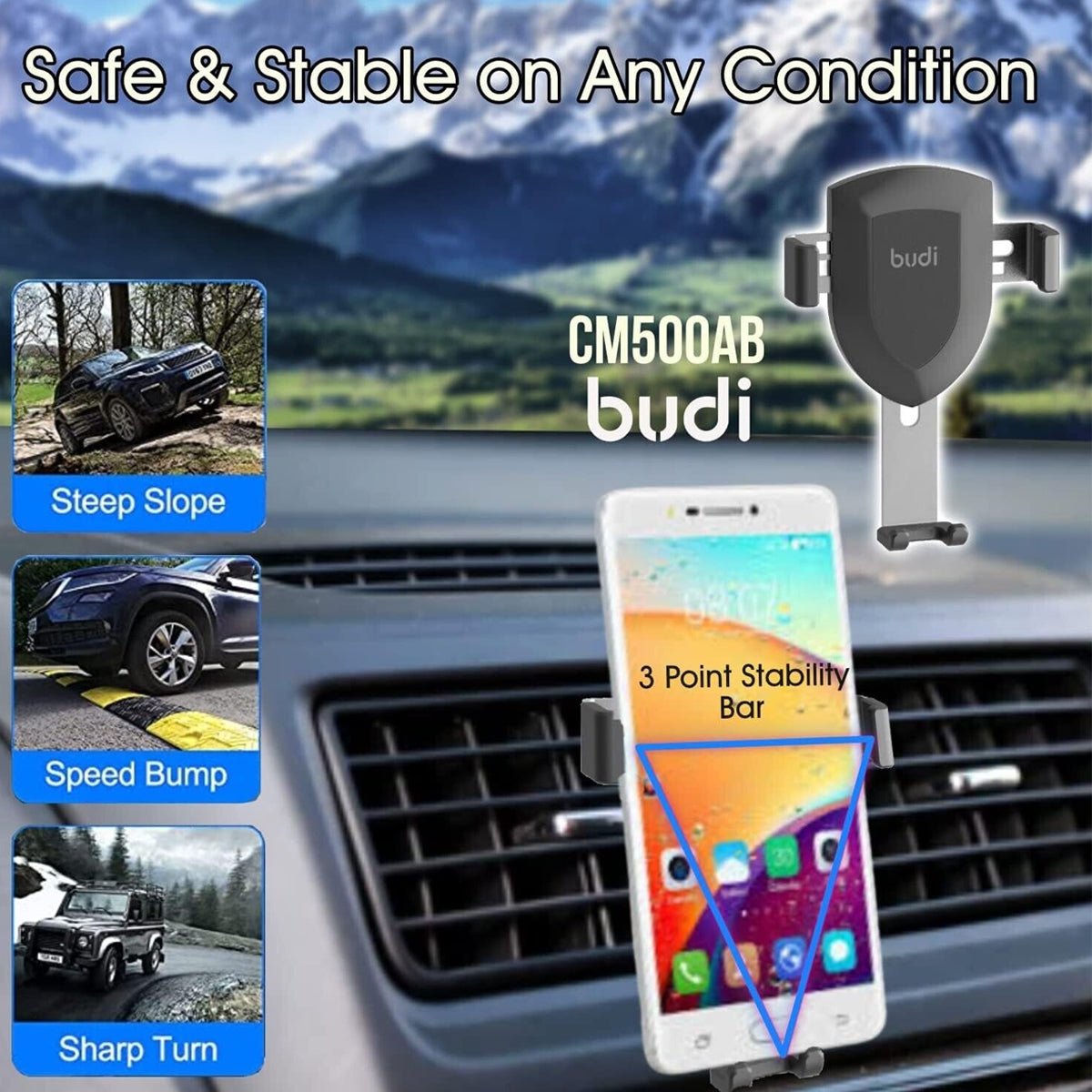 Budi Universal Gravity Air Vent Car Mount, Car Phone Holder