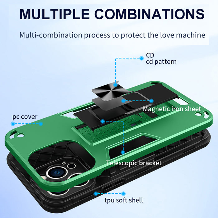 PhoneBits Ultra-Protective Magnetic iPhone Case with Holder & Camera Lens Protection, Shockproof iPhone Holder Case Compatible with iPhone Magnetic Car Mount, Mobile Phone Case with Stand, Magnetic Back Holder Cover Case for iPhone