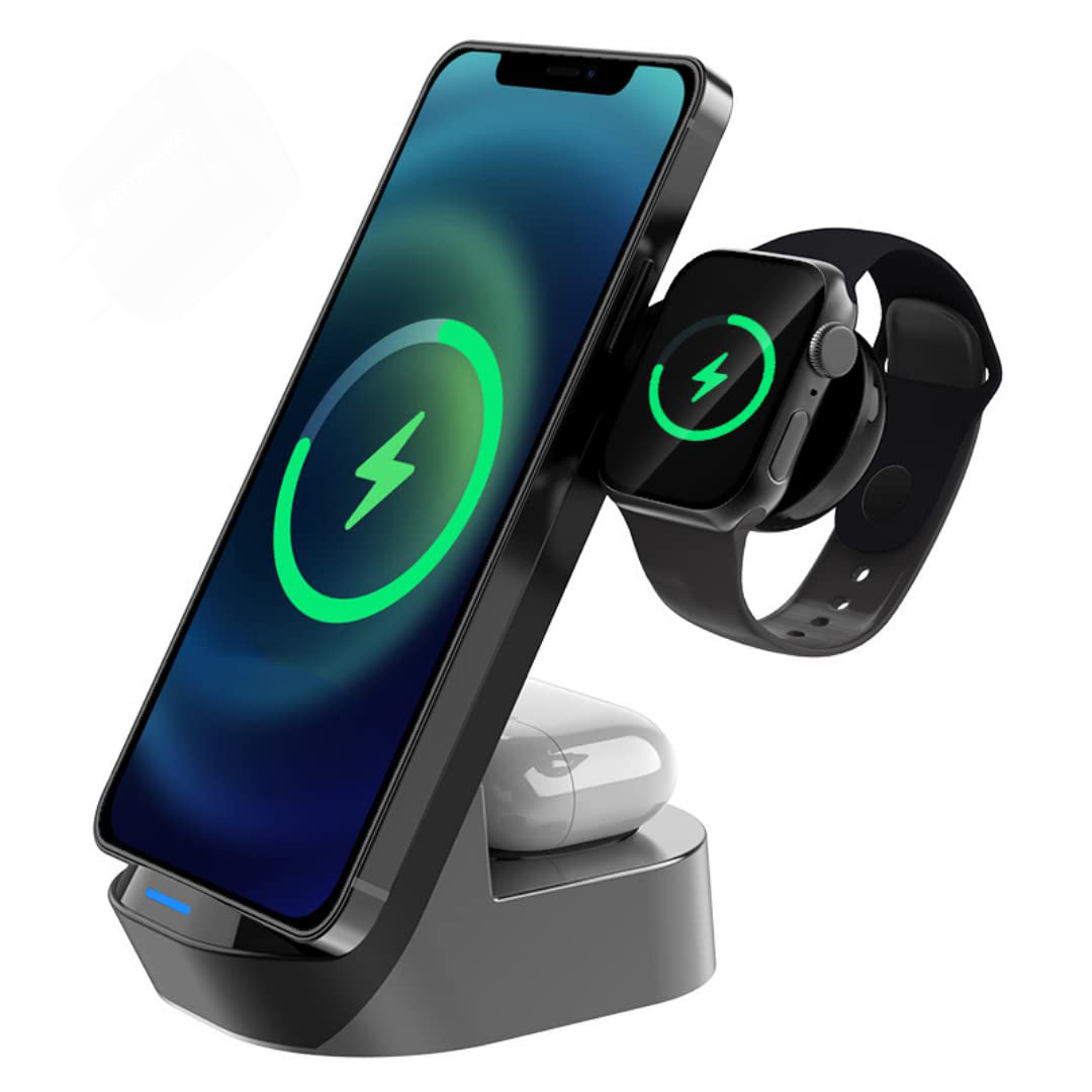 Budi 3 in 1 Magnetic Wireless Charging Stand, Portable Wireless Charging Station