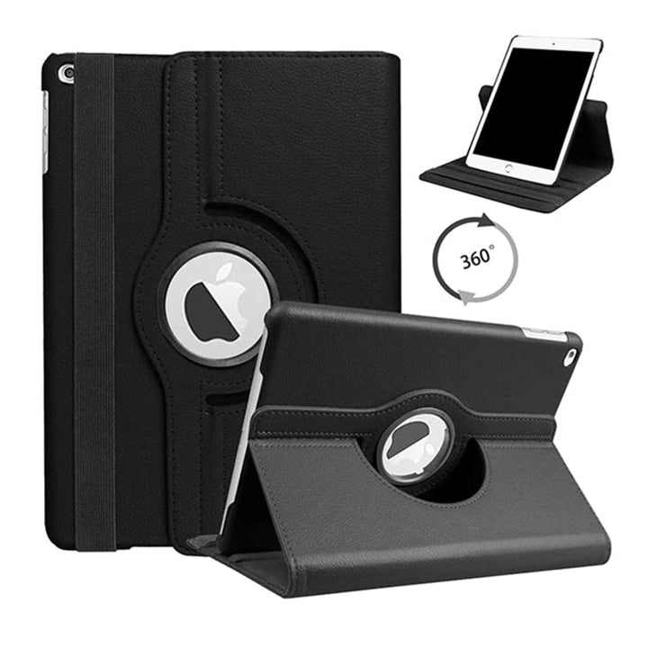 Leder Smart Stand Cover für iPad Mini, drehbare Hülle für iPad Mini-Schwarz