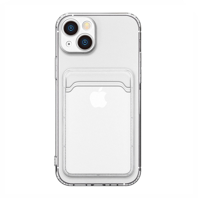 Clear Phone Case with Card Holder, Slim Clear Soft TPU Shockproof Phone Case for iPhone