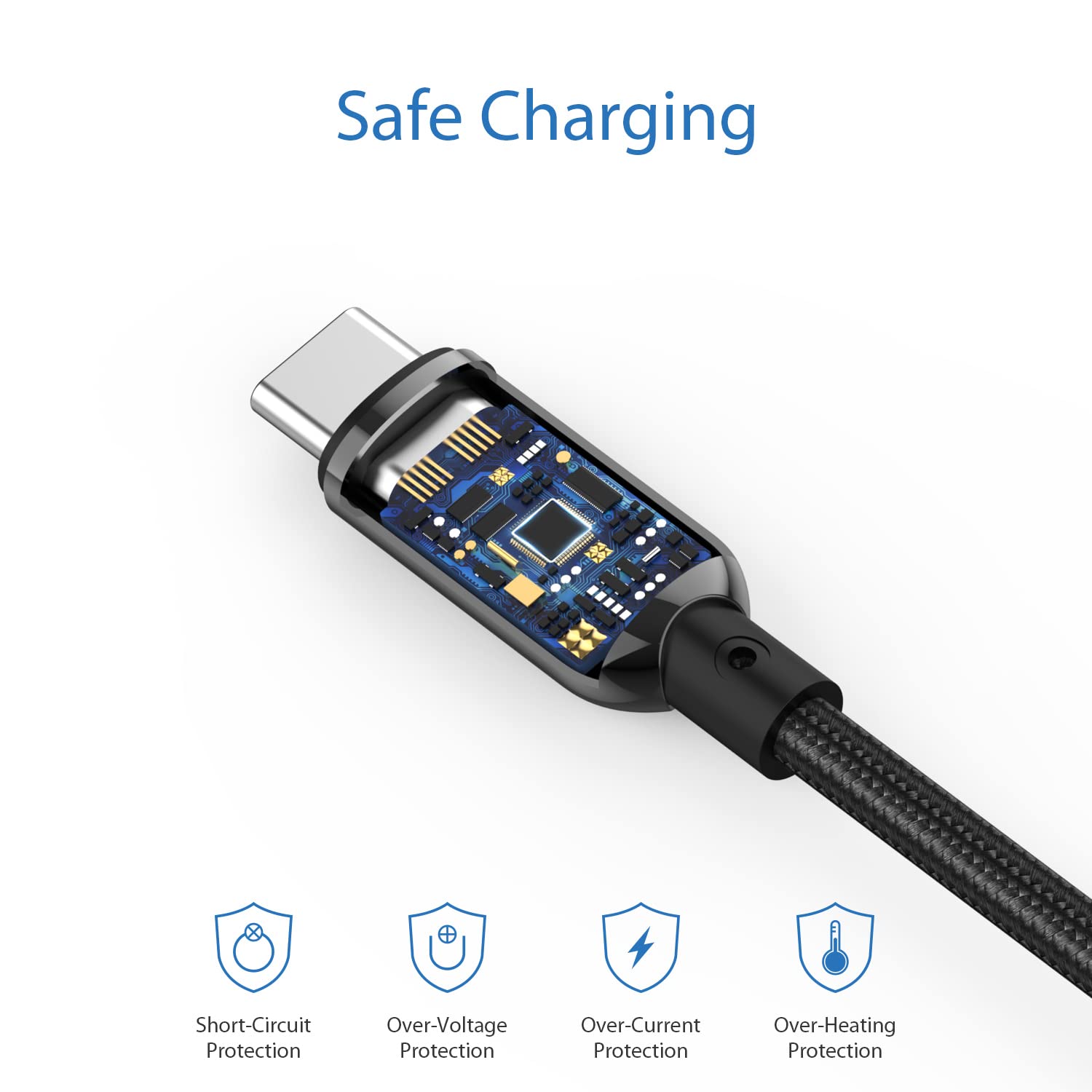 Budi USB C to USB C Data Cable & Charger Cord, PD Fast Charging Braided Type C to Type C Charger Cable with Digital Display, USB C Charger Cable Adapter, Phone Type C to USB C Charging Sync Cable