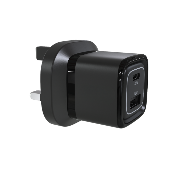 Phonebits 32W Dual Port USB-C & USB-A Charging Kit with USB-C to USB-C Cable (Gan III)