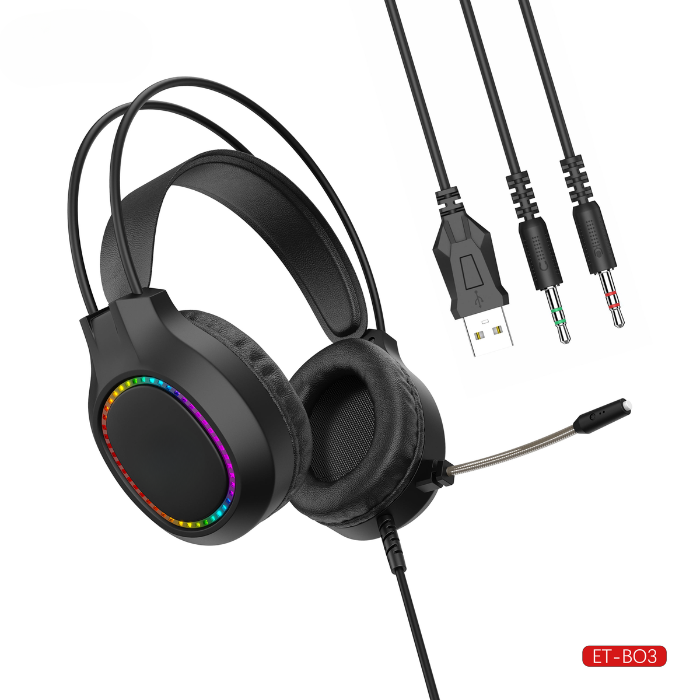 PhoneBits Gaming Headsets and Headphones Mic and RGB Light PC Headset Gamer with Stereo Surround Sound Over-Ear Headphones