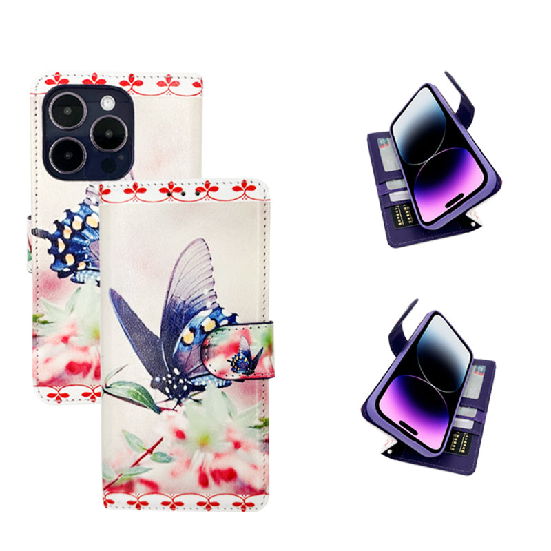 Leren portemonnee-hoesje met print en Eiffeltoren-ontwerp voor de iPhone 15-serie