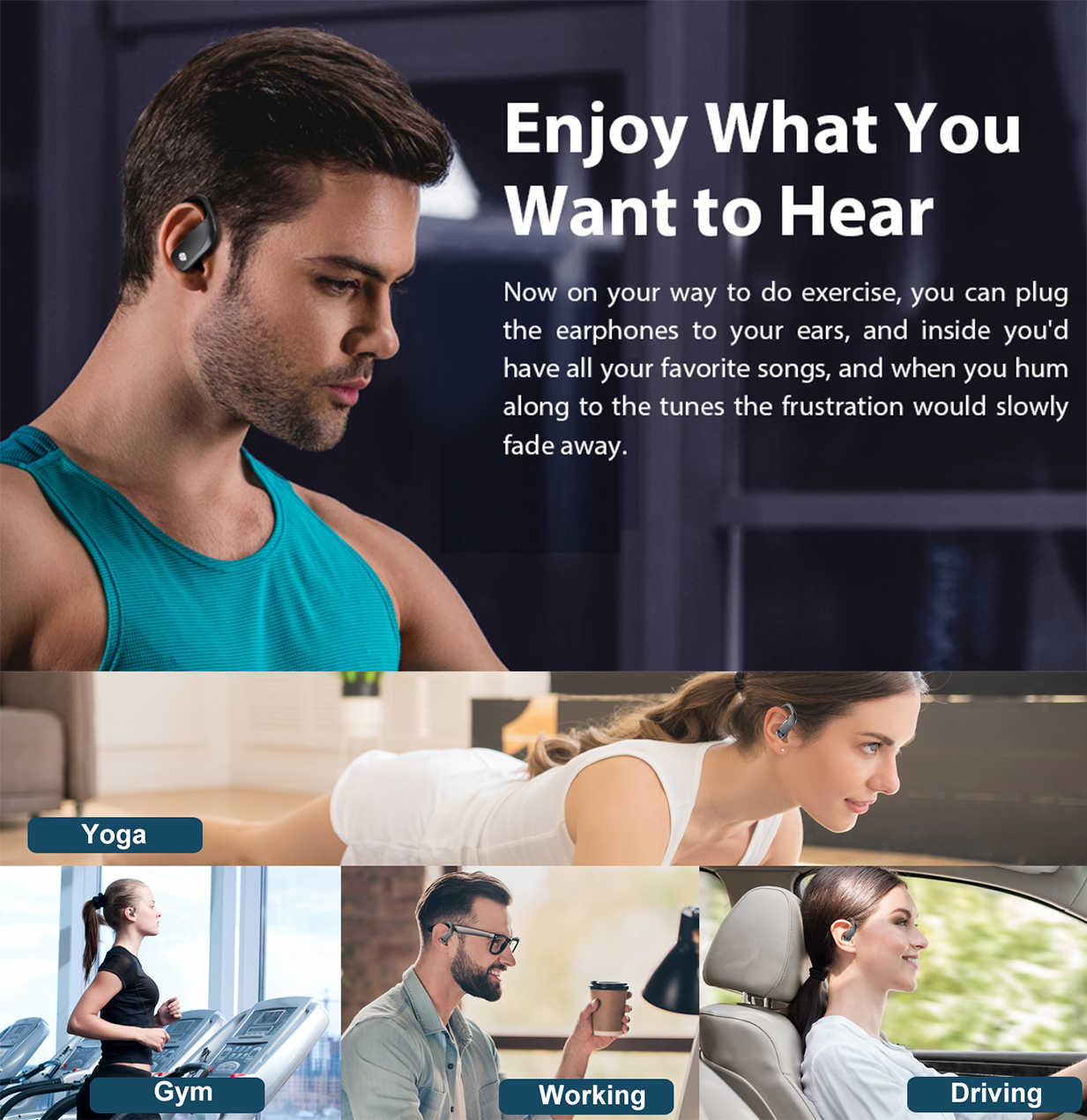 PhoneBits Bluetooth Earphones, Wireless Headphones with LED Display, Wireless Earbuds