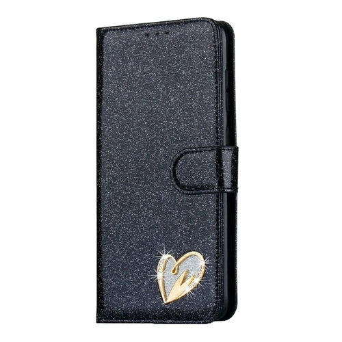 Glitzer-Klapphülle für iPhone, Leder-Wallet-Cover, Weiß