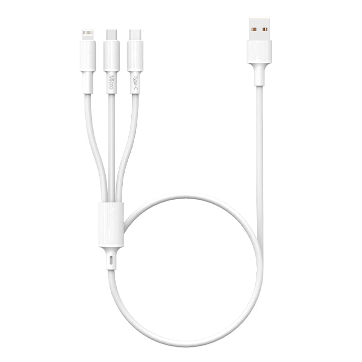 Fast Charging Cord with Type C/Micro USB/Lightning, 3 IN 1 Charger Sync Cable
