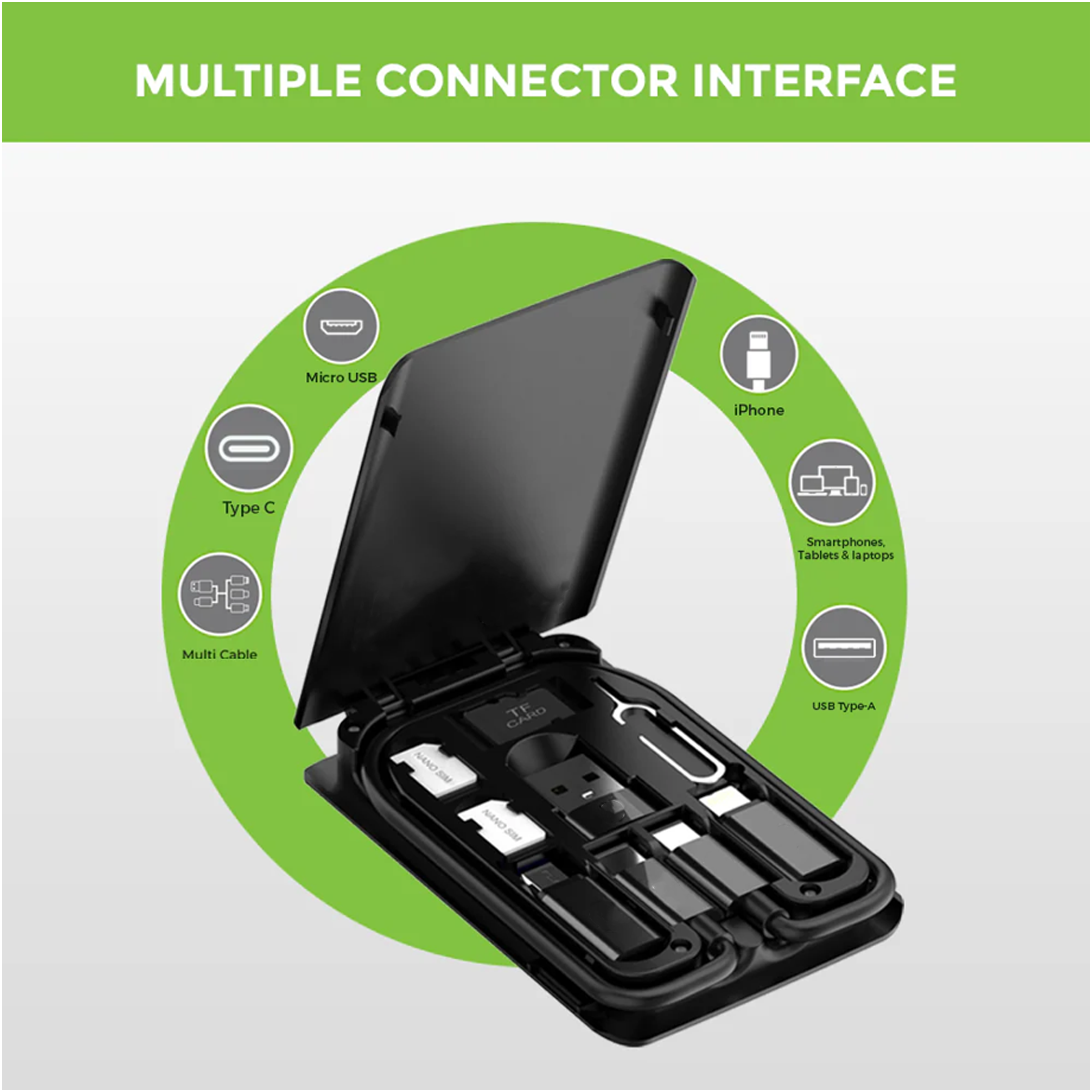 Budi Multifunktionale Datenkabel-Aufbewahrungsbox, USB-Adapter-Kit, Reise-Lade- und Datensynchronisierungskabel-Kit