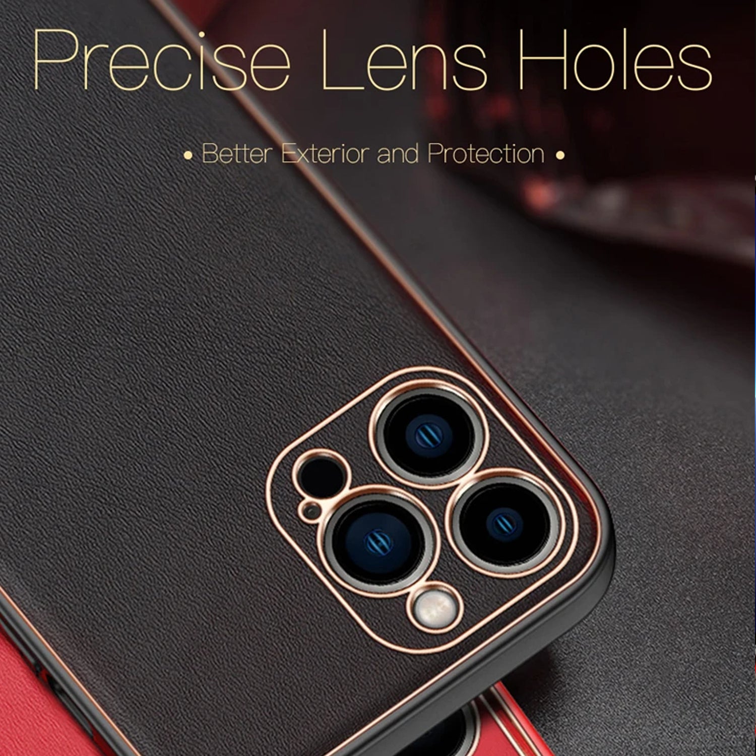 PhoneBits Luxury Slim PU Leather Magnetic Case for iPhone with Camera Lens Protection & Gold Electroplated Edges, Protective Shockproof iPhone Case Compatible with iPhone, Magnetic Wireless Charging Mobile Phone Leather Case, Back iPhone Case Cover