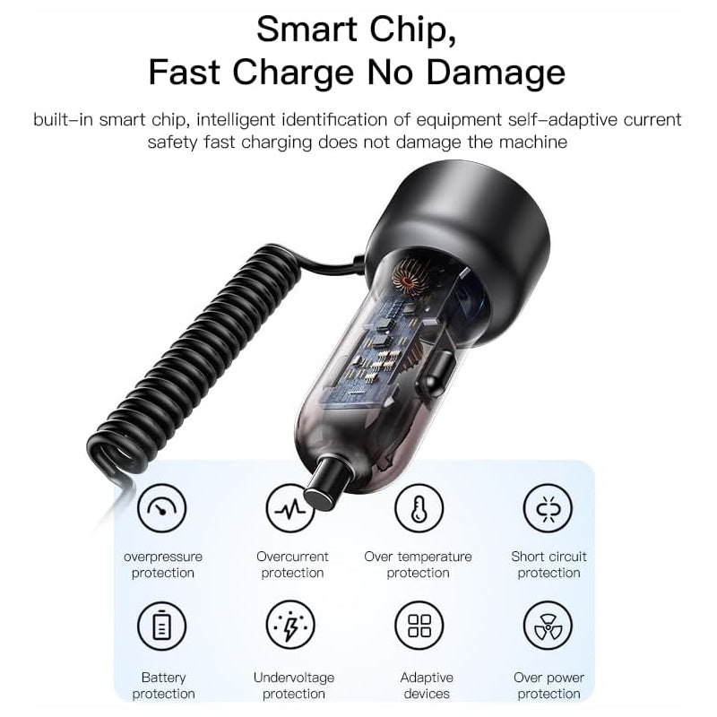 48W 3-in-1 Cables with Dual Ports n-Car Charger