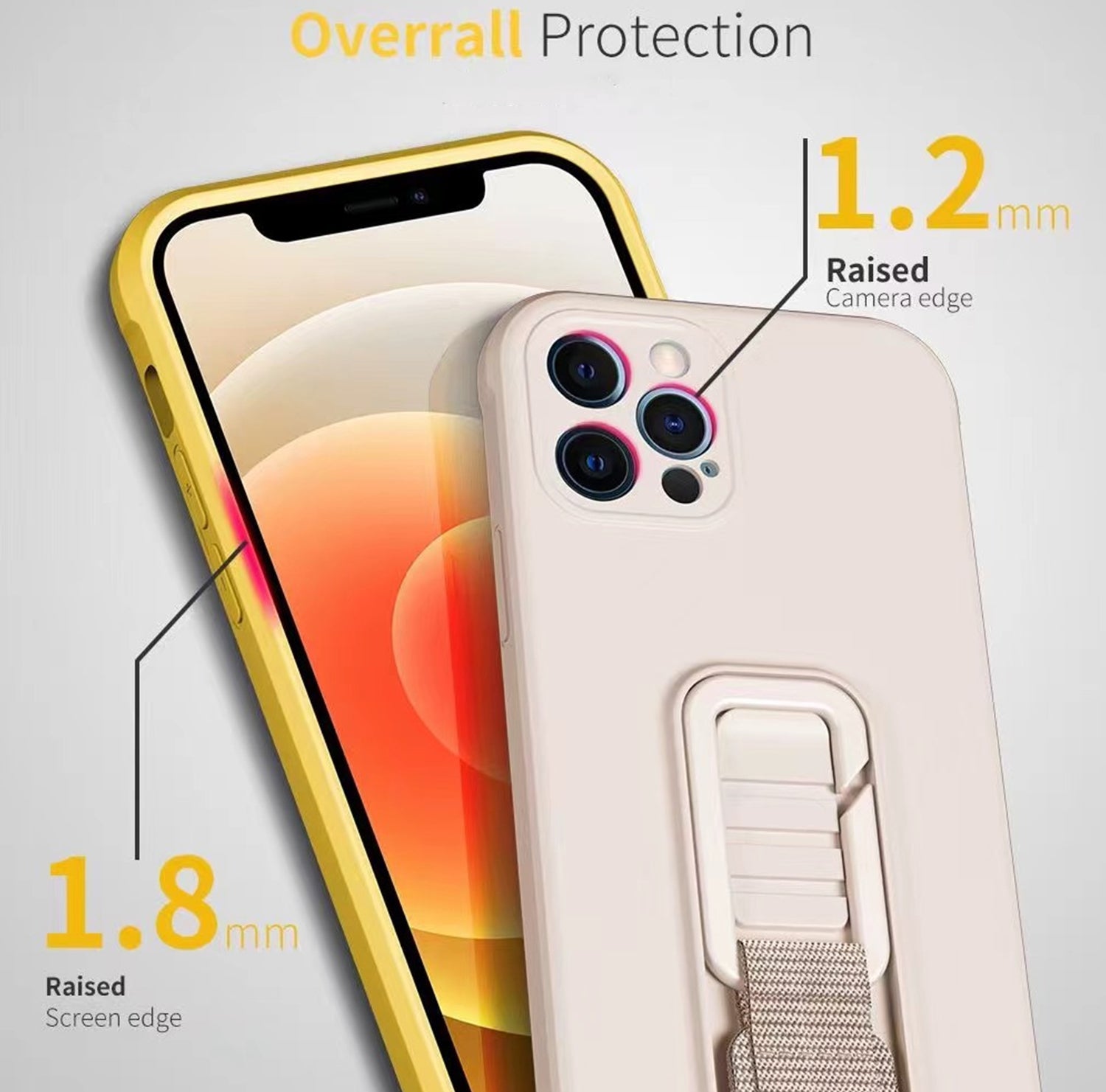 PhoneBits Ultra Protective Slim Silicone iPhone Case with Hang Clip Nylon Strap Holder & Camera Lens Protection, Shockproof iPhone Holder Case Compatible with iPhone, Mobile Phone Case with Stand & Strap, Back Holder Cover Case for iPhone