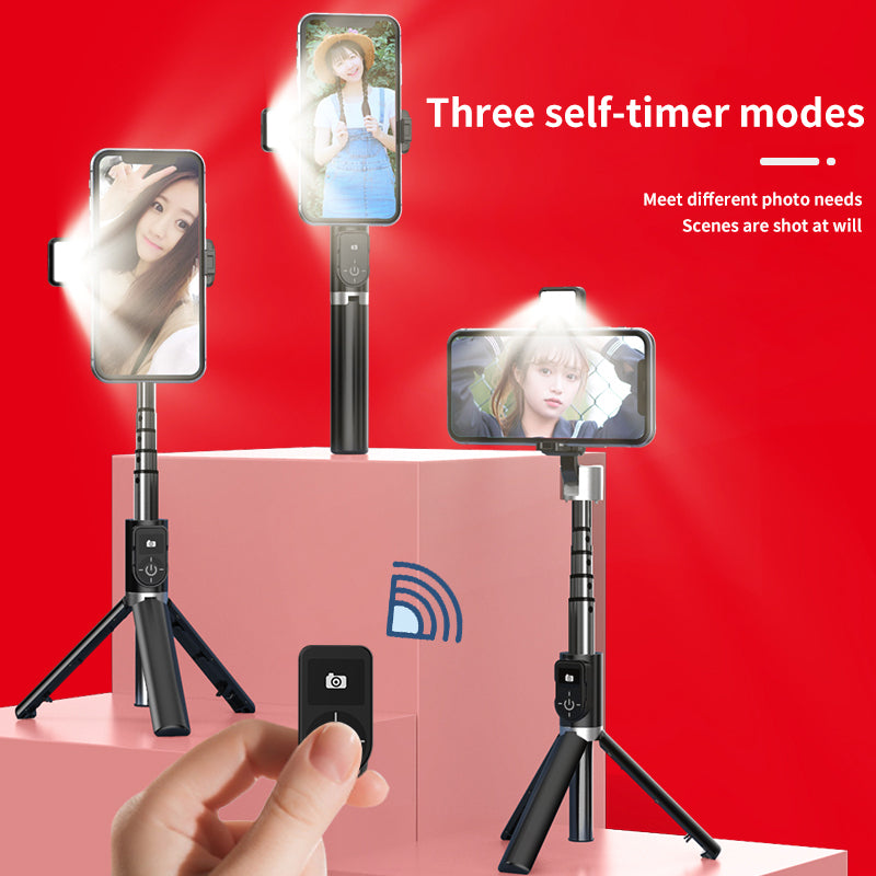 PhoneBits 4 In 1 Selfie Stick, Multifunctional Foldable Mini Bluetooth Tripod Phone Stand/ Selfie Stick with Detachable Wireless Remote Controller for Live Streaming Artifact, Extendable Mini Tripod 360° Rotatable Selfie Stick for iPhone, Samsung & Google