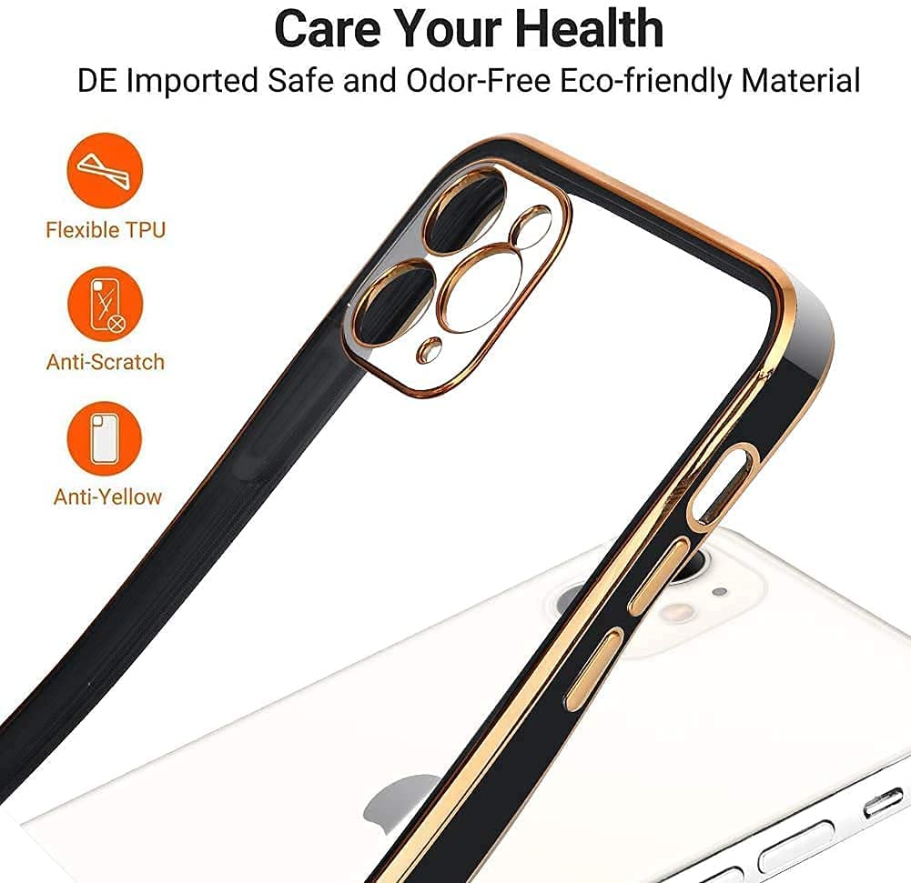 PhoneBits Slim Crystal Clear Magnetic iPhone Case with Camera Lens Protection & Electroplated Eges, TPU Transparent Shockproof iPhone Case Compatible with iPhone Chargers, Protective Wireless Charging Mobile Phone Case for iPhone, Back Case Cover