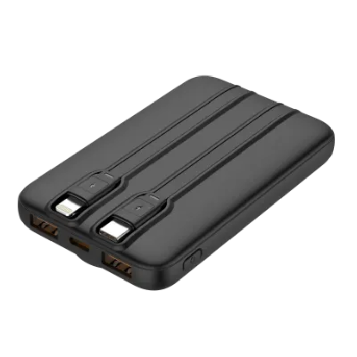 PhoneBits 5000mAh Power Bank with Built-In Cables