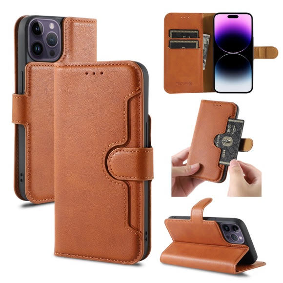 PhoneBits Luxury Vegan Leather Wallet Flip Case Compatible with iPhone, Protective Shockproof iPhone Case with Stand, iPhone Wallet Case with Card Holder, Mobile Phone Card Holder Case, Back Case Cover For iPhone 13 Series