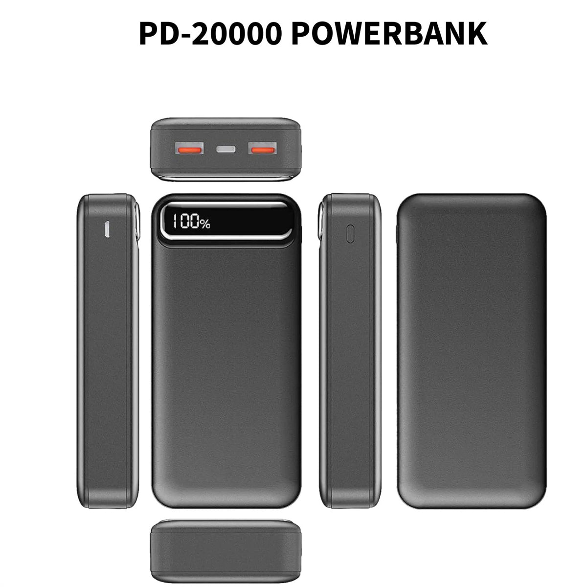 PhoneBits Portable Power Bank 20000mAh, Portable Charger Power Bank with Type-C/Dual USB-A Ports, Fast Charging USB Power Bank with Digital LED Power Display for iPhone/Smartphone