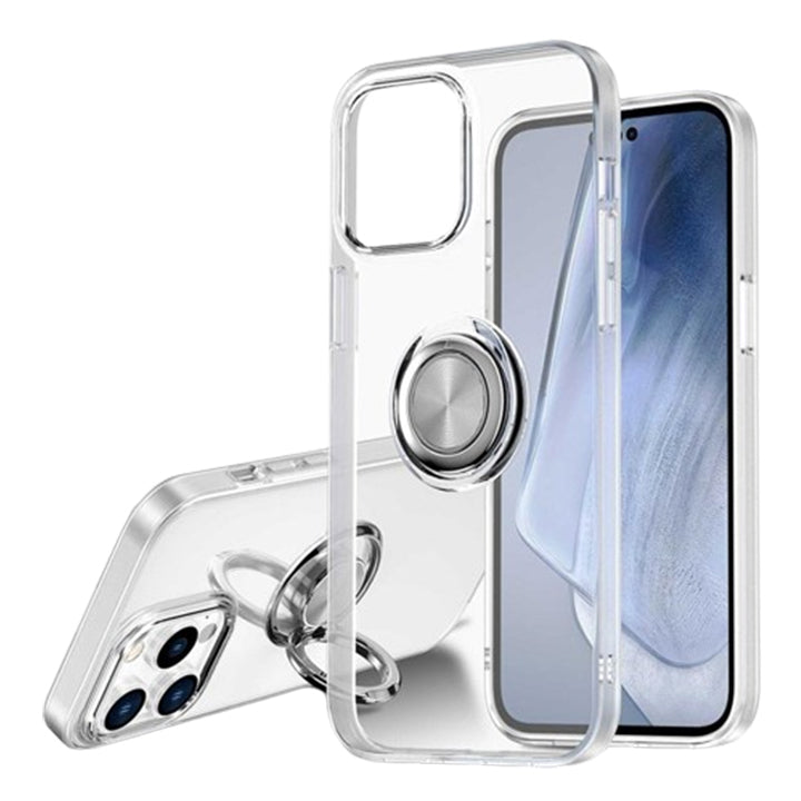 Protective Soft Transparent Case with Kickstand Ring Holder for iPhone