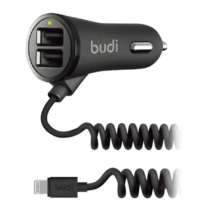 Car Charger 2 USB Ports with Type C  Coiled Cable, Car Charger 2 USB Ports with Lightning Coiled Cable, Car Charger 2 USB Ports with Micro USB Coiled Cable