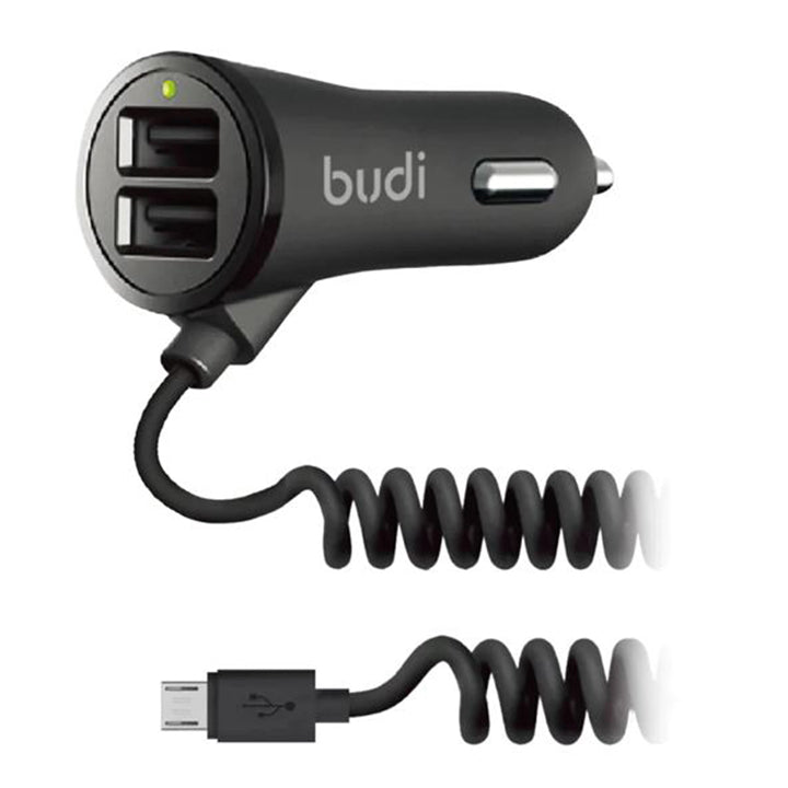 Autoladegerät 2 USB-Anschlüsse mit Typ-C-Spiralkabel, Autoladegerät 2 USB-Anschlüsse mit Lightning-Spiralkabel, Autoladegerät 2 USB-Anschlüsse mit Micro-USB-Spiralkabel,