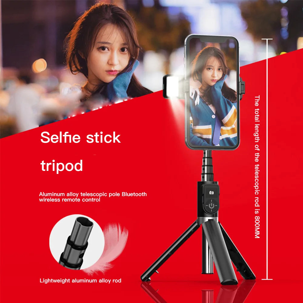 PhoneBits 4 In 1 Selfie Stick, Multifunctional Foldable Mini Bluetooth Tripod Phone Stand/ Selfie Stick with Detachable Wireless Remote Controller for Live Streaming Artifact, Extendable Mini Tripod 360° Rotatable Selfie Stick for iPhone, Samsung & Google