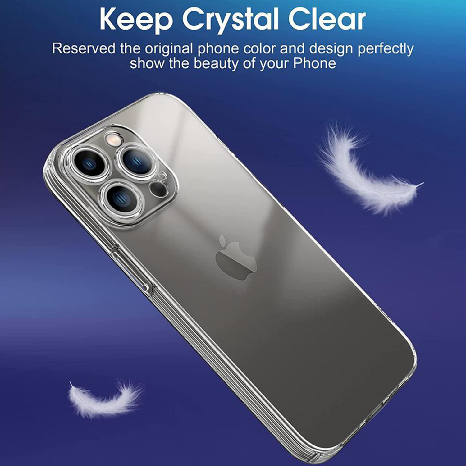 PhoneBits Slim Ultra Crystal Clear Glass Ceramic iPhone Case with Camera Lens Protection, Transparent Shockproof iPhone Case Compatible with iPhone Chargers, Protective Mobile Phone Transparent Case for iPhone, Clear iPhone Back Case Cover