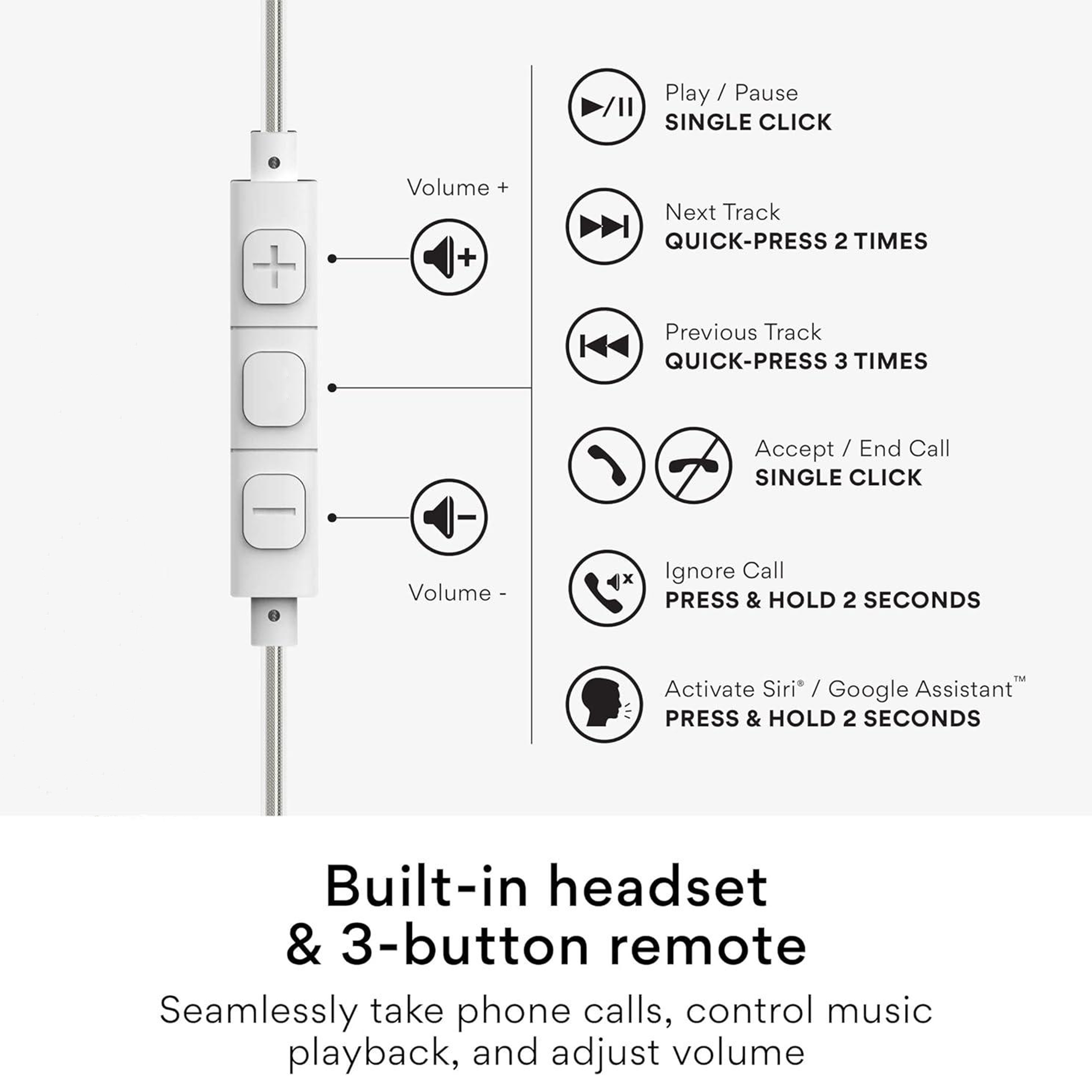 PhoneBits Smart In-Ear-Kopfhörer mit Mikrofon, Sportkopfhörer mit 8-poligem Stereo-Lightning-Kabel, kabelgebundene Kopfhörer mit Geräuschunterdrückung, Ohrhörer für iPhone