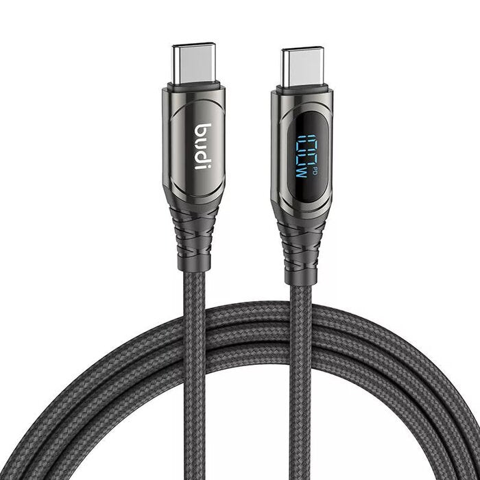 Budi USB C to USB C Data Cable & Charger Cord, PD Fast Charging Braided Type C to Type C Charger Cable with Digital Display, USB C Charger Cable Adapter, Phone Type C to USB C Charging Sync Cable