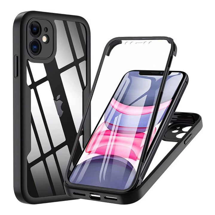 Ultra-Protective Dual-Layer Transparent Case with Screen Protector for iPhone