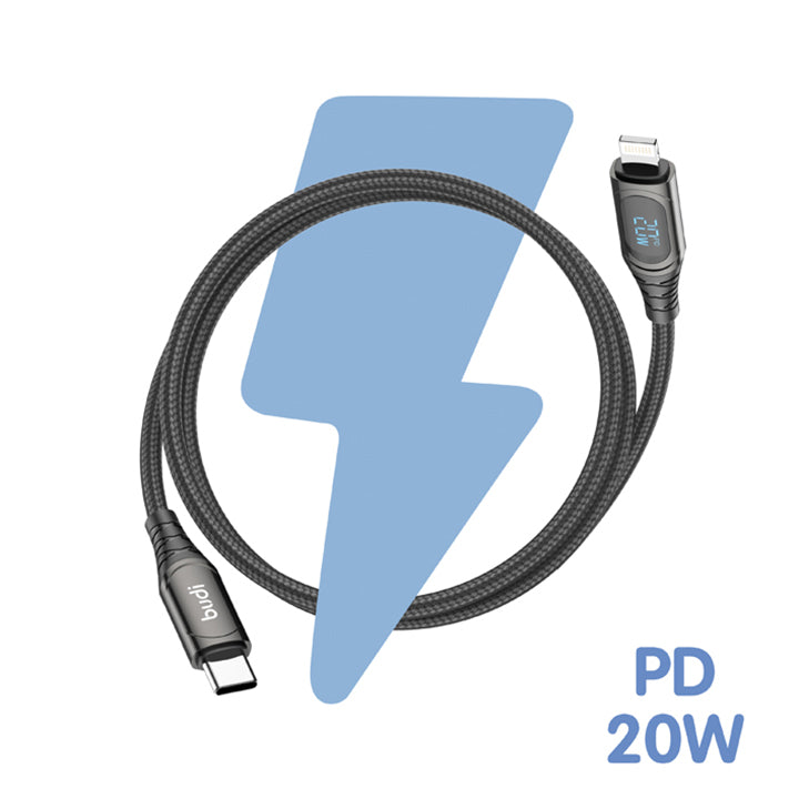 PD 20W USB C naar Lightning-kabel, snelle oplaadkabel voor iPhone met LED-display