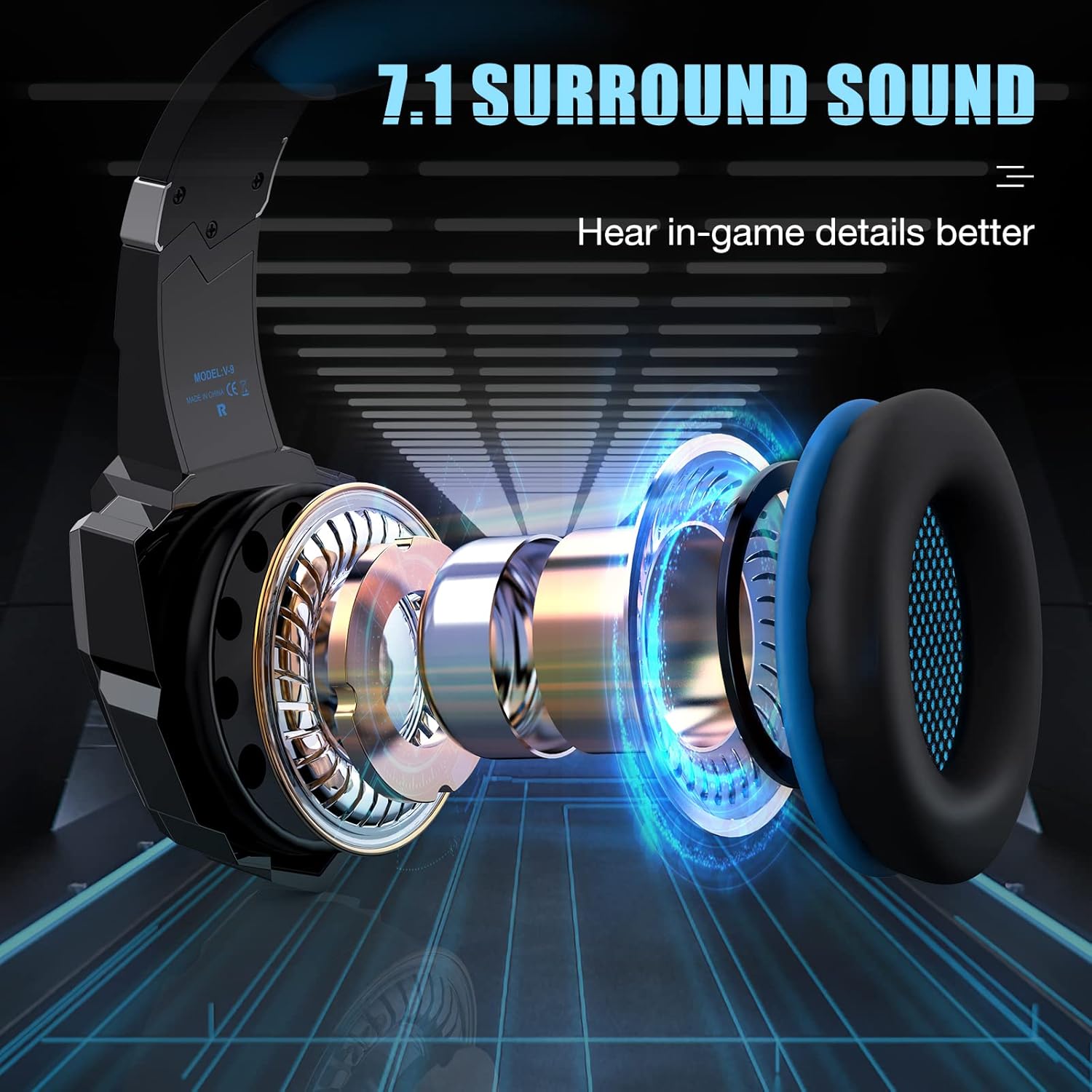 Gaming Headset with Mic & LED Light Noise Cancelling Gaming Headphones with Microphone Compatible for PC,PS4,PS5,Xbox One