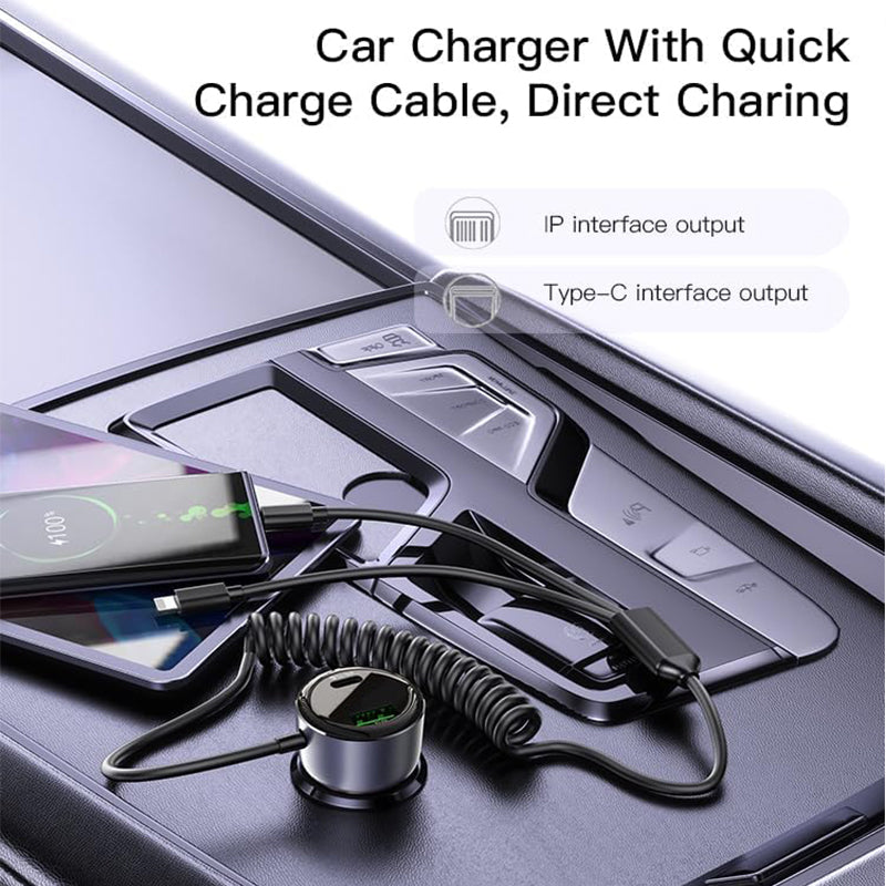 48W 3-in-1 Cables with Dual Ports n-Car Charger