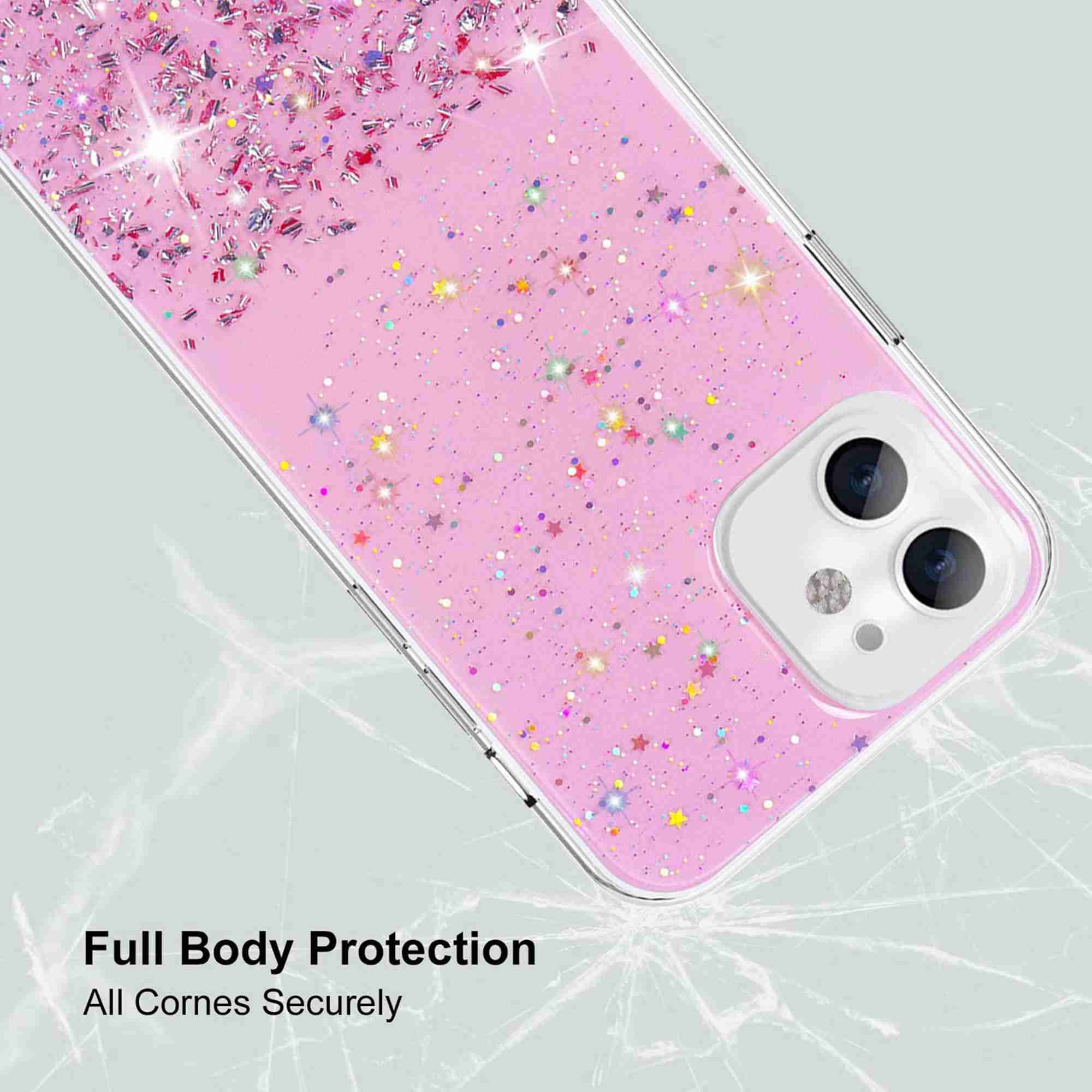 PhoneBits Slim Glittery 3D Quicksand Styling PC Magnetic iPhone Case with Chromed Camera Edge & Transparent TPU Frame, Protective Shockproof iPhone Case Compatible with iPhone Wireless Charging, Mobile Magnetic Phone Case for iPhone, Back Case Cover