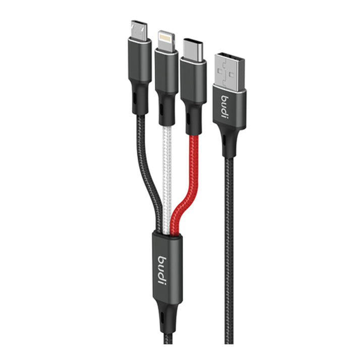 3-in-1 USB naar Lightning/USB C/Micro USB-kabel, universeel oplaadsnoer met Type C Micro USB Lightning