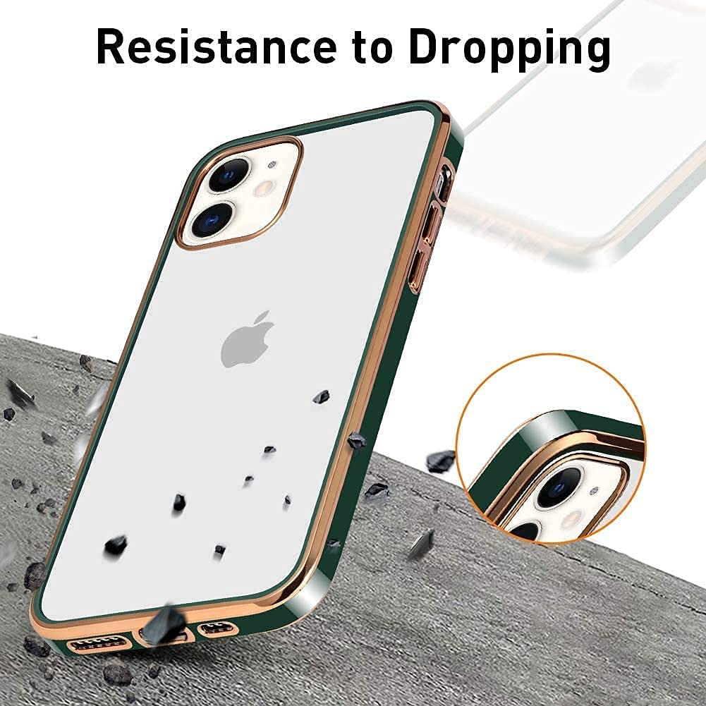 PhoneBits Slim Crystal Clear Magnetic iPhone Case with Camera Lens Protection & Electroplated Edges, TPU Transparent Shockproof iPhone Case Compatible with iPhone Chargers, Protective Wireless Charging Mobile Phone Case for iPhone, Back Case Cover