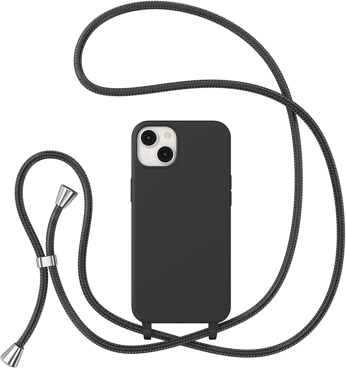 PhoneBits Ultra Slim Liquid Silicone iPhone Case with Chromed Camera Edge & Lanyard Crossbody Rope, Protective Shockproof Phone Case Compatible with iPhone, Mobile Phone Soft Case for iPhone, Back iPhone Case Cover