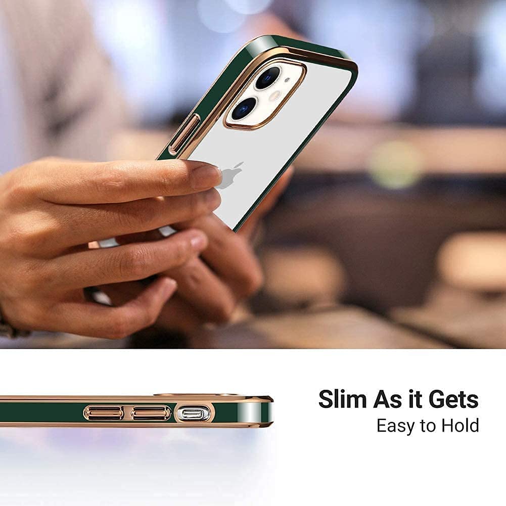 PhoneBits Slim Crystal Clear Magnetic iPhone Case with Camera Lens Protection & Electroplated Edges, TPU Transparent Shockproof iPhone Case Compatible with iPhone Chargers, Protective Wireless Charging Mobile Phone Case for iPhone, Back Case Cover